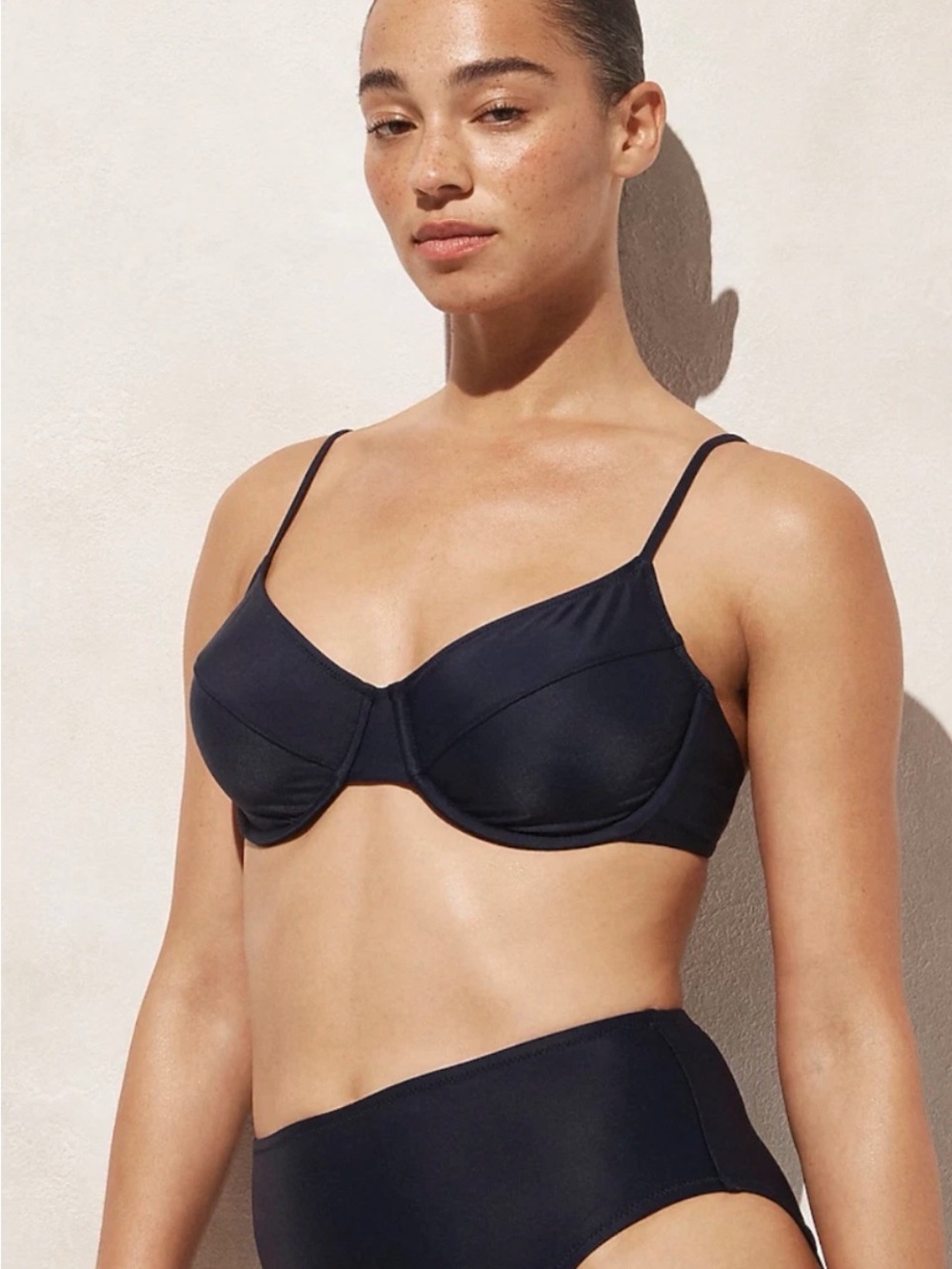 NWT Women's J. CREW 1993 Black Underwire Bikini Top Swim Swimsuit Size 42D